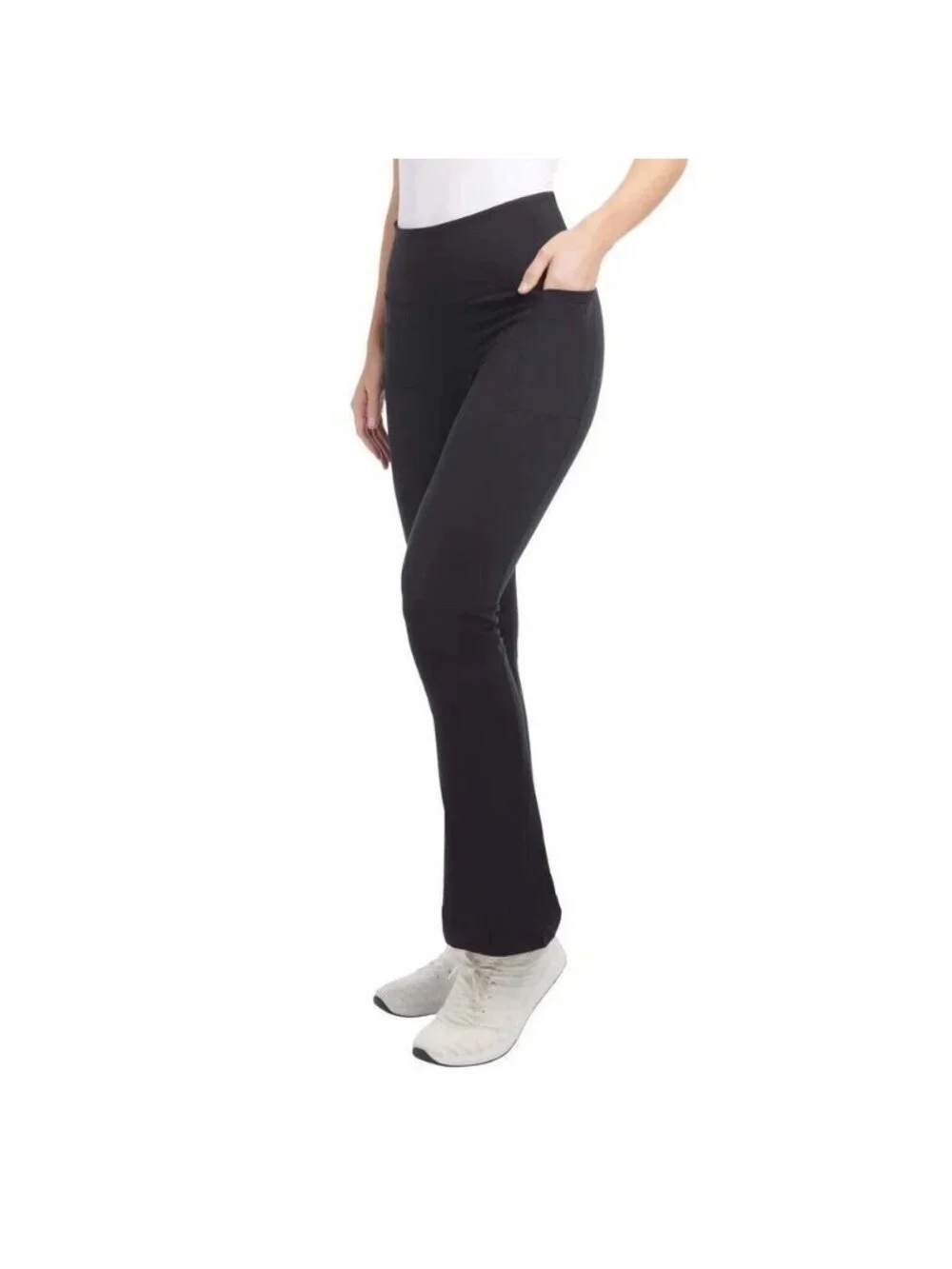 NWT Jockey Women's S Yoga Pant Black Salt High Waist Side Pockets B1486